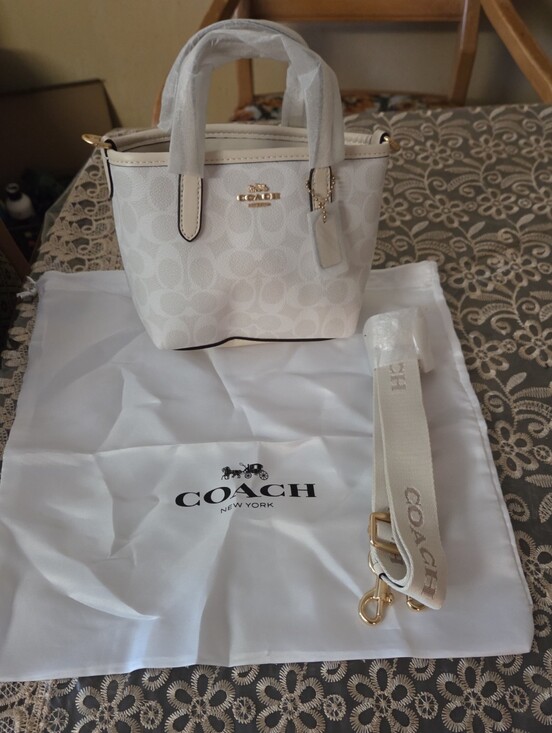 Coach Handbags - Brand New Coach Cream Signature Mini Satchel with Removable Strap
